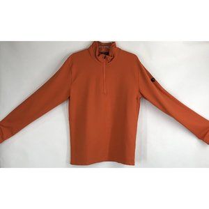 Disegna Mens Pullover Size Large Orange Made In Italy Ski 1/4 Zip Casual Base